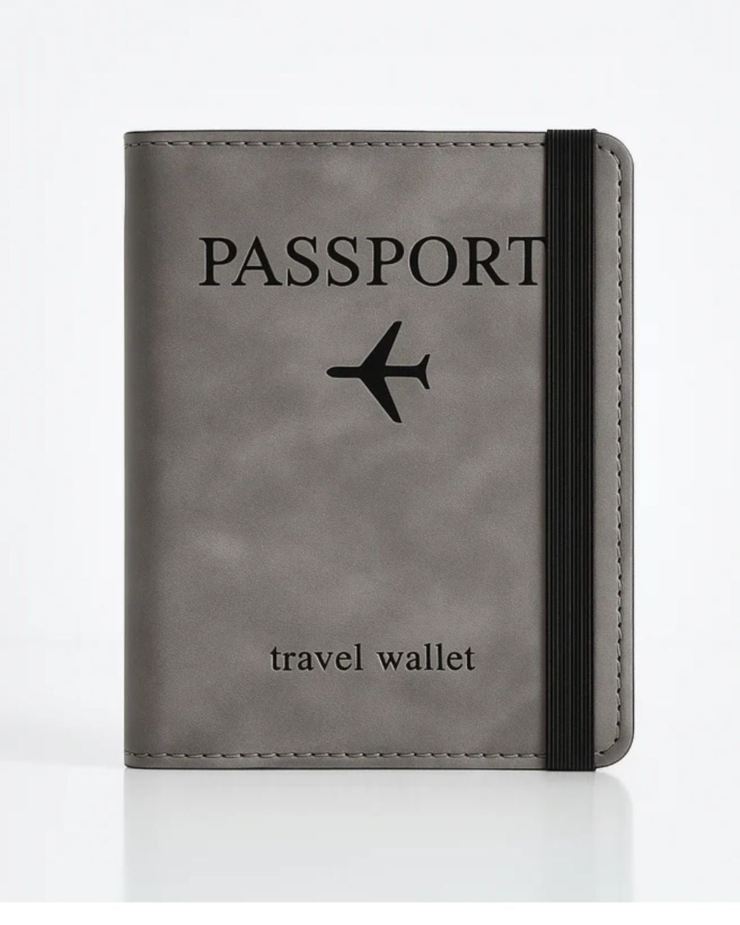 Prime Gadgets PU Leather Passport Travel Wallet with Elastic Strap – Grey