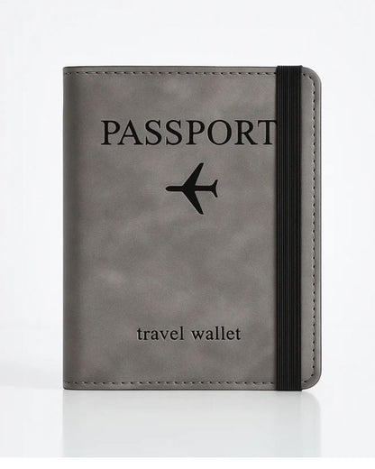 Prime Gadgets PU Leather Passport Travel Wallet with Elastic Strap – Grey