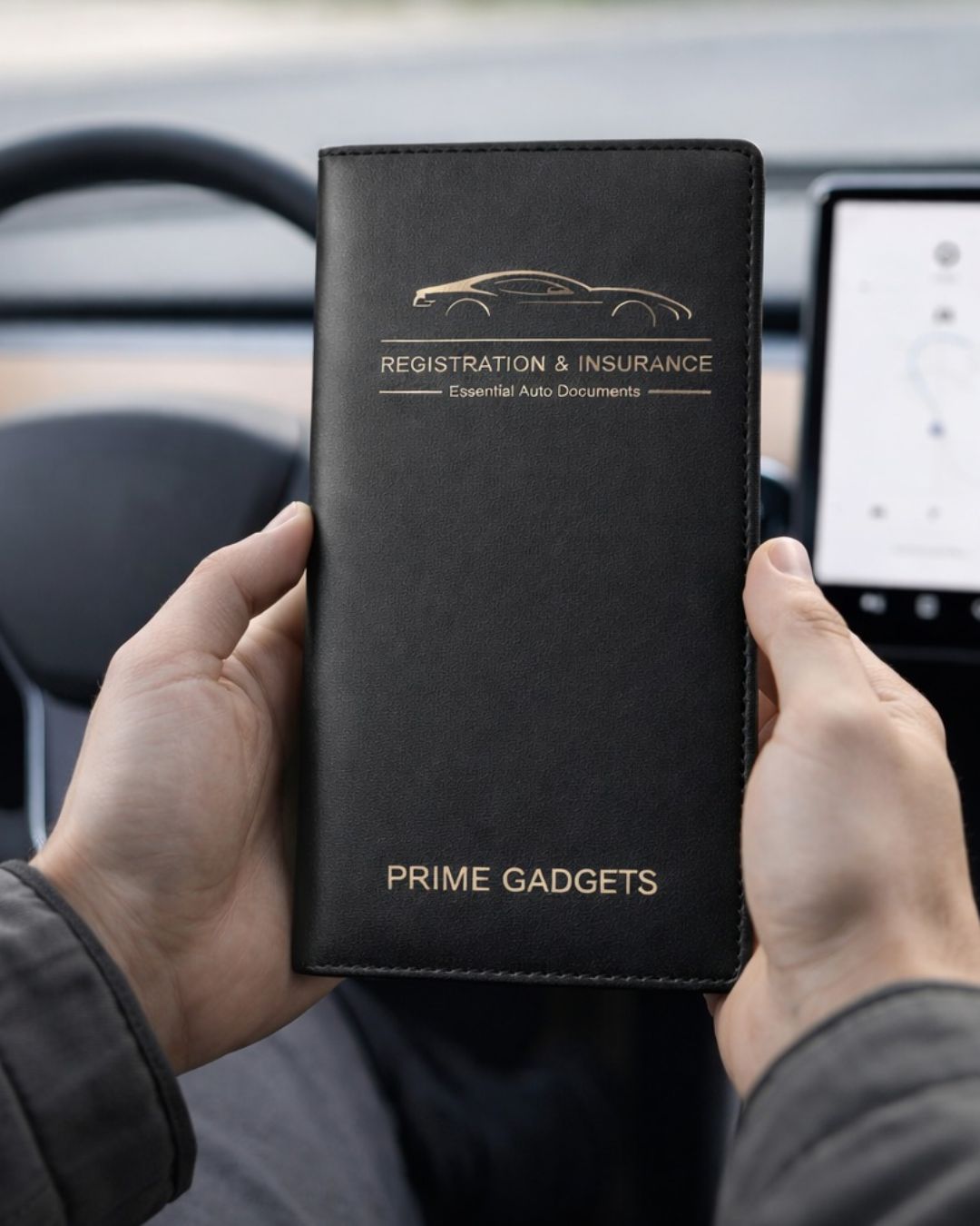 Prime Gadgetss Car Registration & Insurance Document Wallet – Black