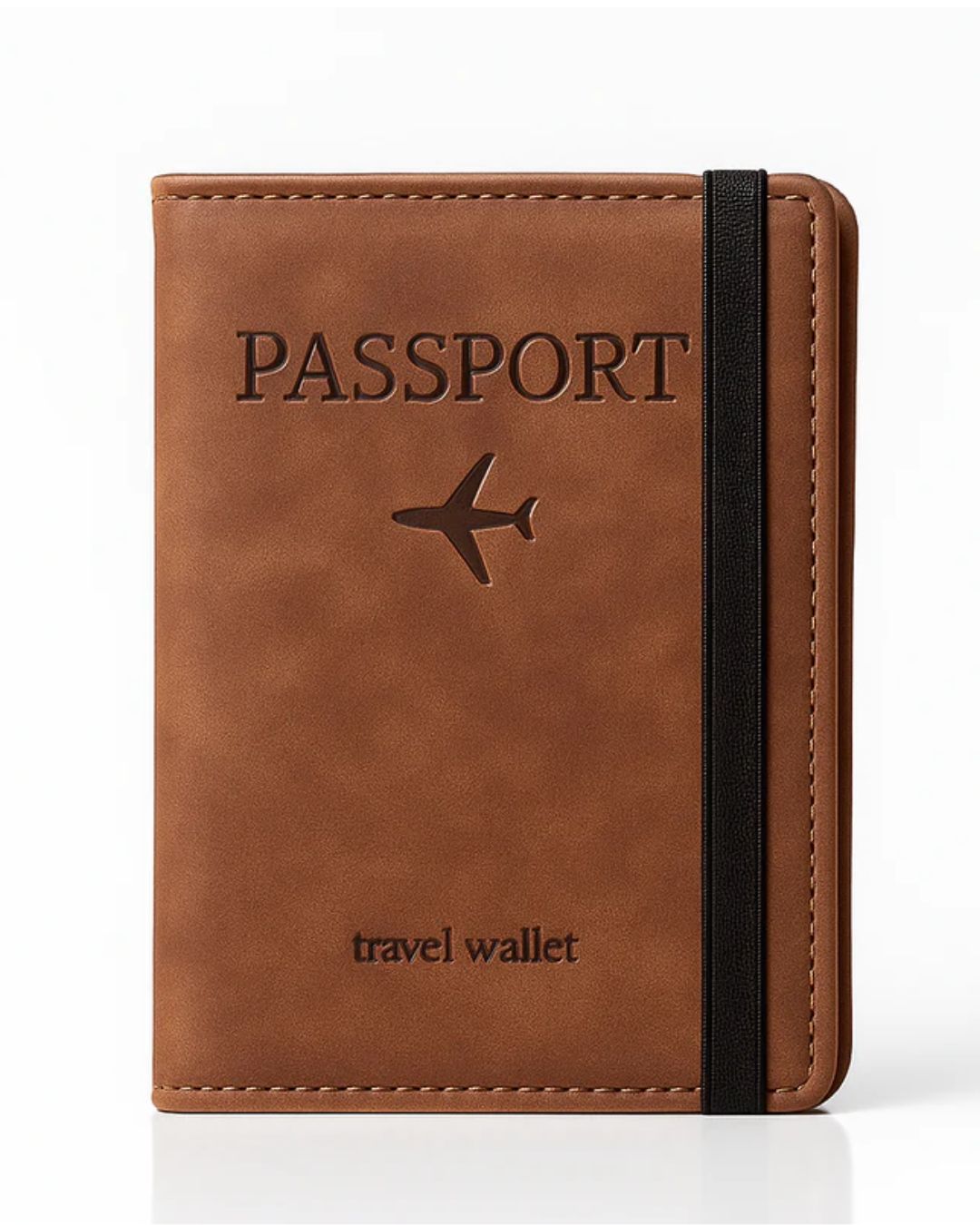Prime Gadgets PU Leather Passport Travel Wallet with Elastic Strap – Grey