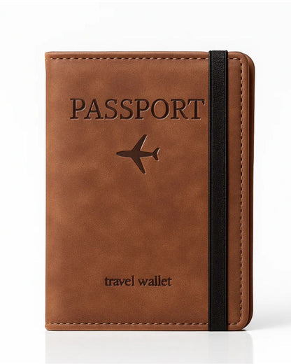 Prime Gadgets PU Leather Passport Travel Wallet with Elastic Strap – Grey