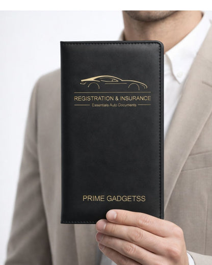 Prime Gadgetss Car Registration & Insurance Document Wallet – Black