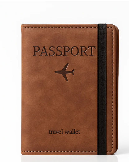 Prime Gadgets PU Leather Passport Travel Wallet with Elastic Strap – Grey