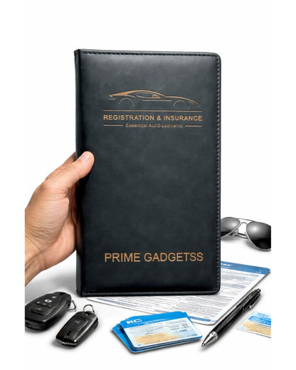Prime Gadgetss Car Registration & Insurance Document Wallet – Black