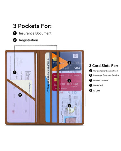 Leather Unique Car Registration and Insurance Card Holder