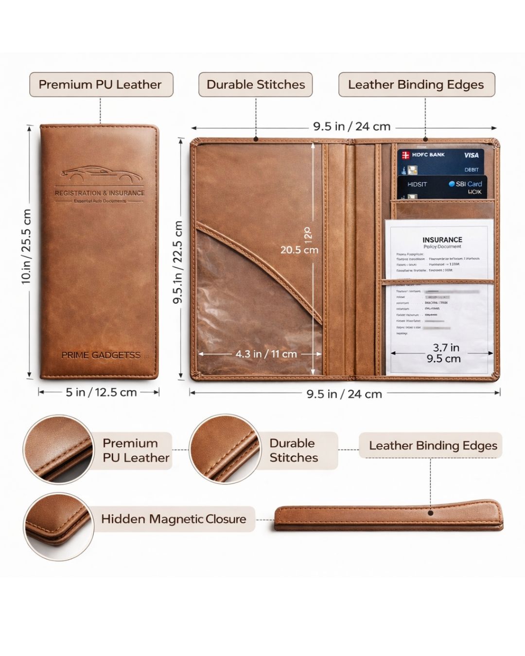 Prime Gadgets  Premium Car Document & Card Holder