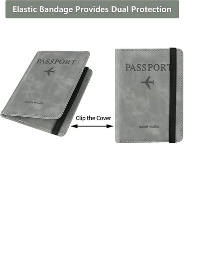 Prime Gadgets PU Leather Passport Travel Wallet with Elastic Strap – Grey