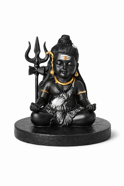 Prime Gadgets Black & Gold Lord Shiva Idol – 8 cm Meditation Statue for Home, Office & Car Dashboard