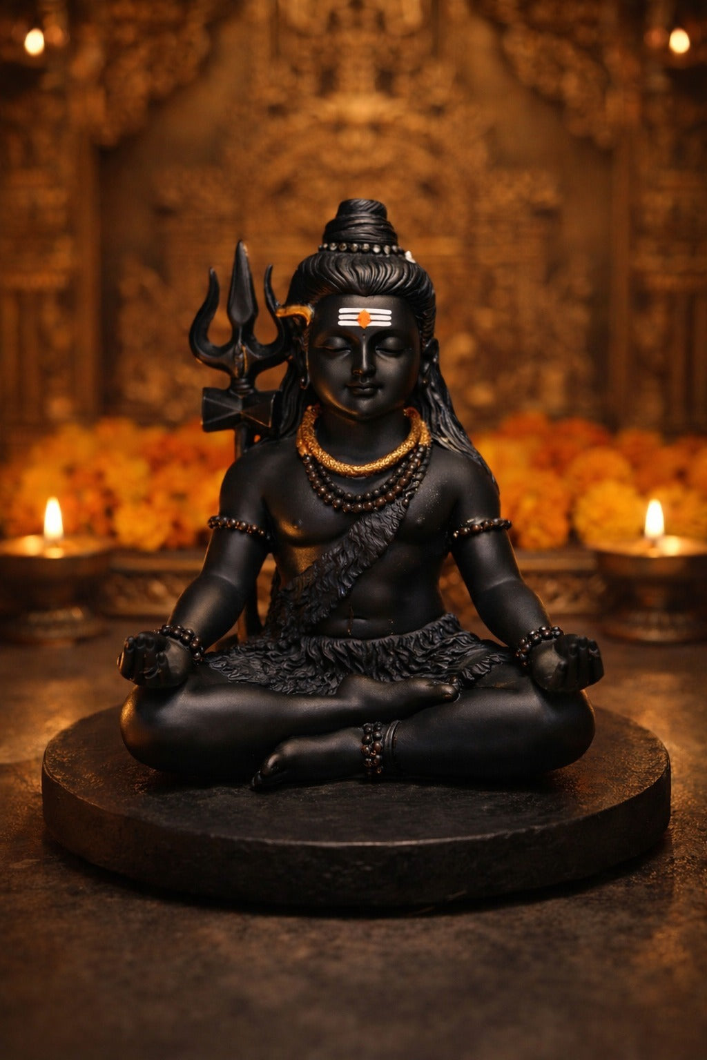 Prime Gadgets Black & Gold Lord Shiva Idol – 8 cm Meditation Statue for Home, Office & Car Dashboard