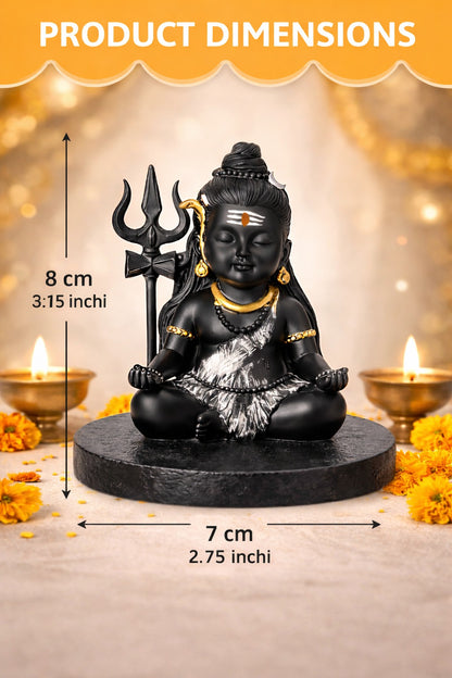 Prime Gadgets Black & Gold Lord Shiva Idol – 8 cm Meditation Statue for Home, Office & Car Dashboard