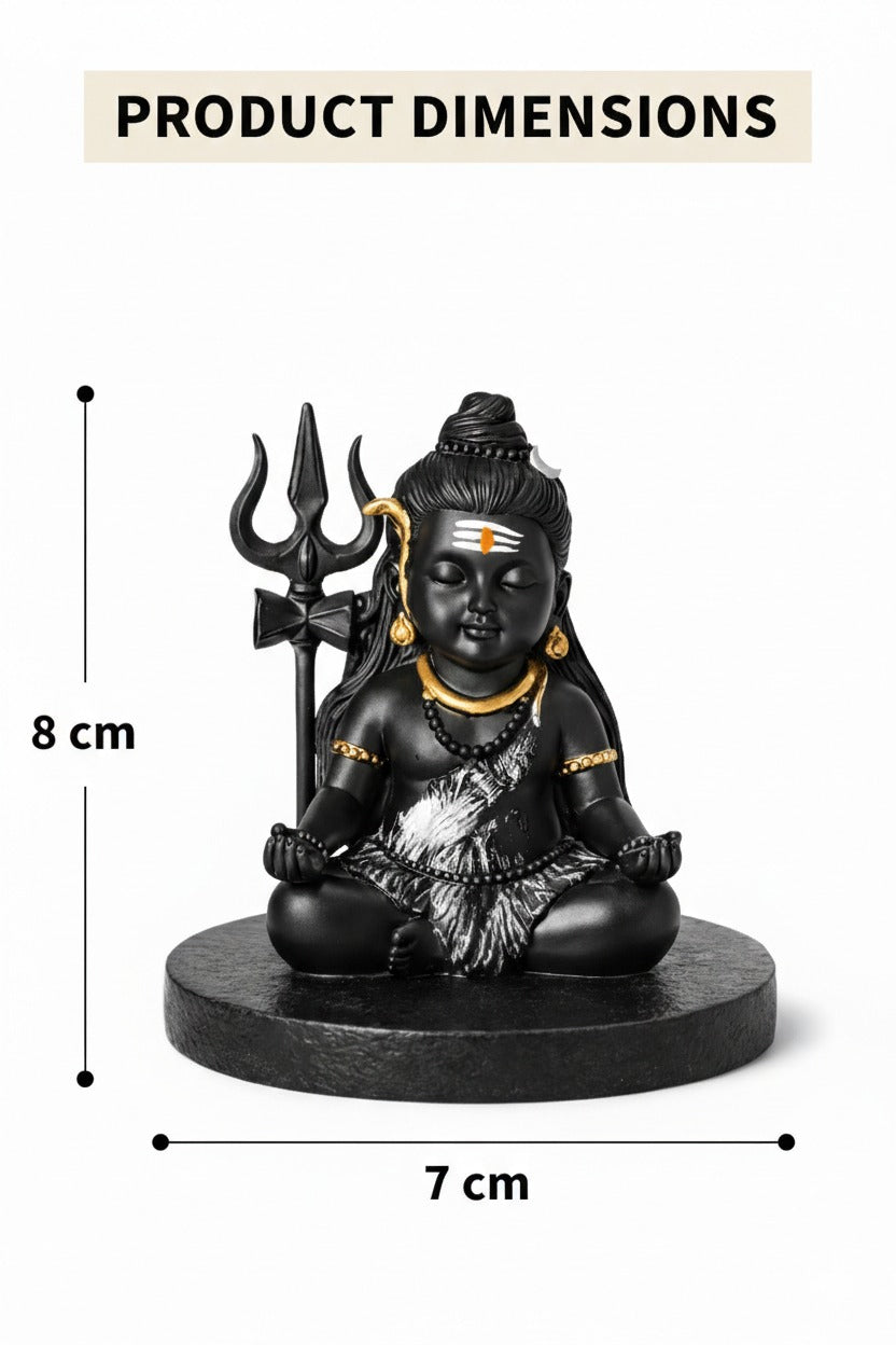 Prime Gadgets Black & Gold Lord Shiva Idol – 8 cm Meditation Statue for Home, Office & Car Dashboard