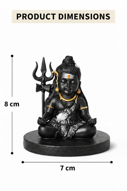 Prime Gadgets Black & Gold Lord Shiva Idol – 8 cm Meditation Statue for Home, Office & Car Dashboard
