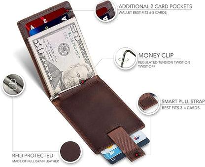 Men's Slim Front Pocket RFID Blocking Money Clip Wallet