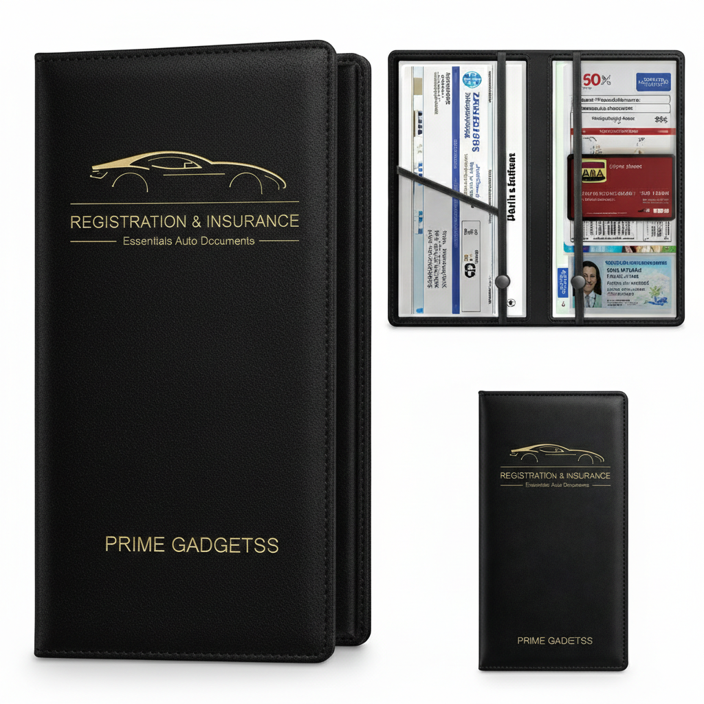 Prime Gadgets Premium Leather Car Document Holder for RC, Insurance, PUC & License